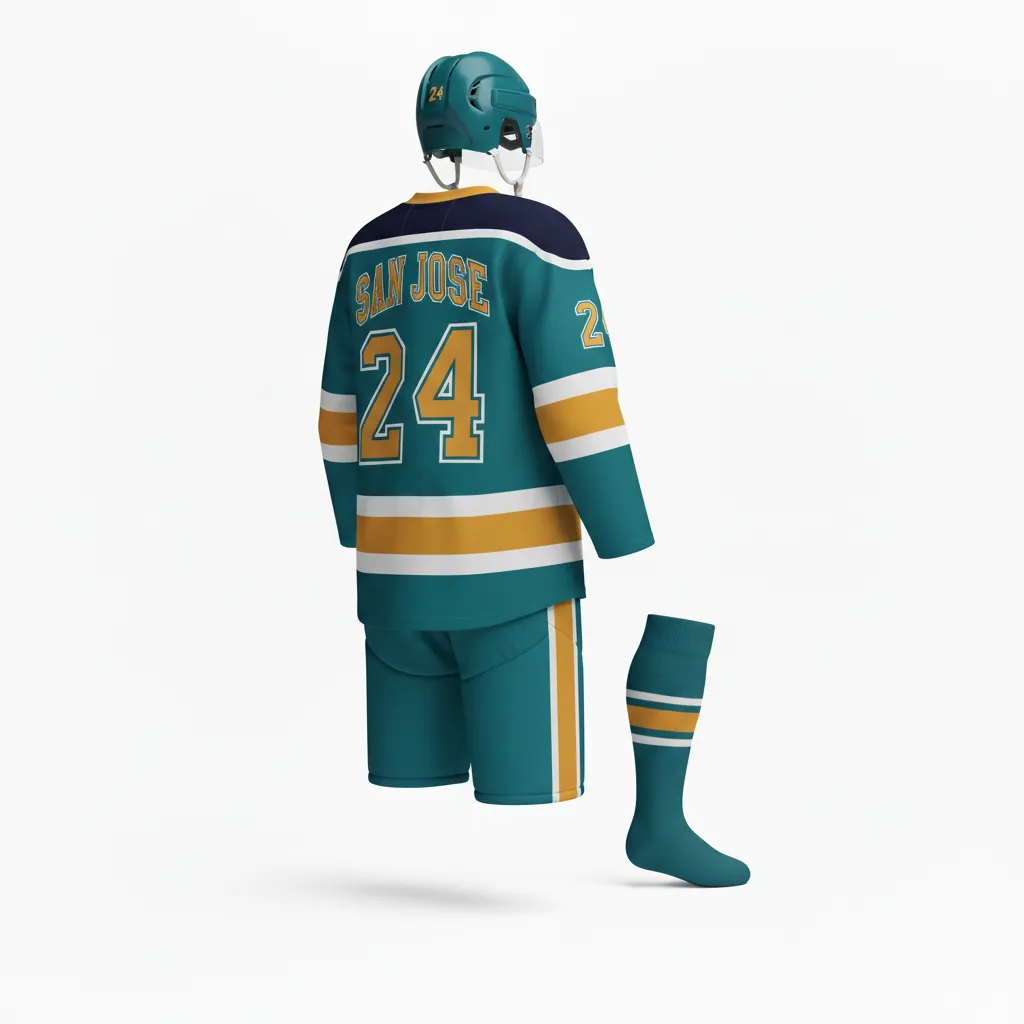 Custom Ice Hockey Away Uniform - Navy - Away - Back View - HAMCO Sports Inc.