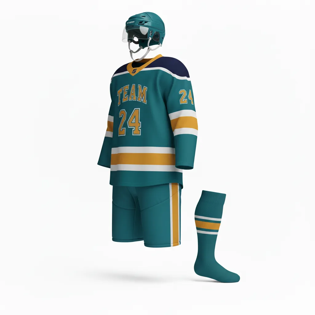 Custom Ice Hockey Away Uniform - Navy - Away - Front View - HAMCO Sports Inc.