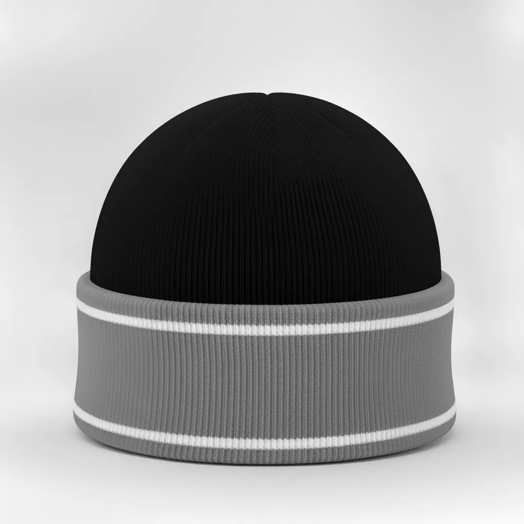 Custom Ice Hockey Beanie - Black, Silver, White - Back View - HAMCO Sports Inc.