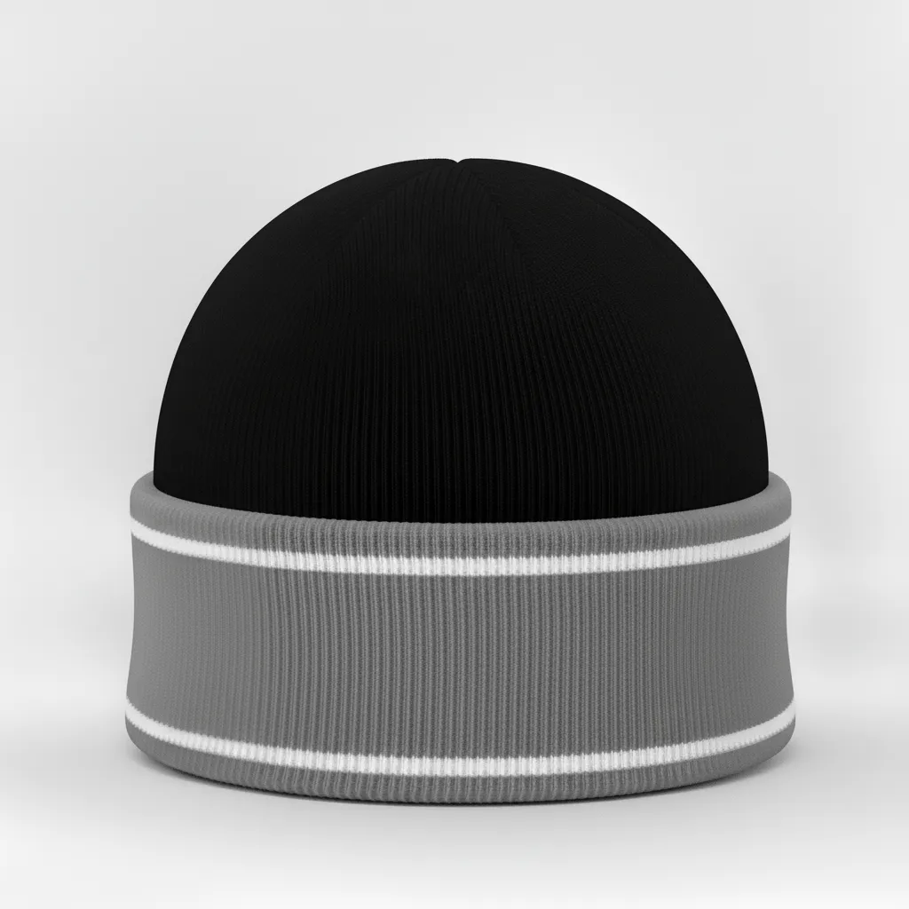 Custom Ice Hockey Beanie - Black, White, Grey - Back View - HAMCO Sports Inc.