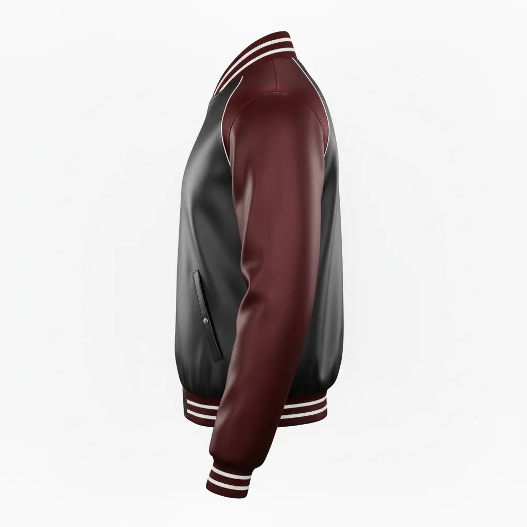 Custom Ice Hockey Bomber Jacket - Black, Red, White - Back View - HAMCO Sports Inc.