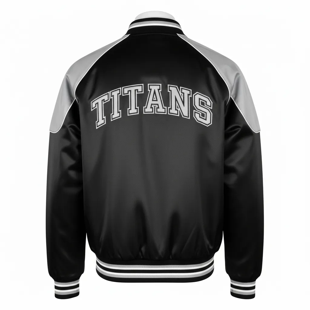 Custom Ice Hockey Bomber Jacket - Black, Silver, White - Back View - HAMCO Sports Inc.
