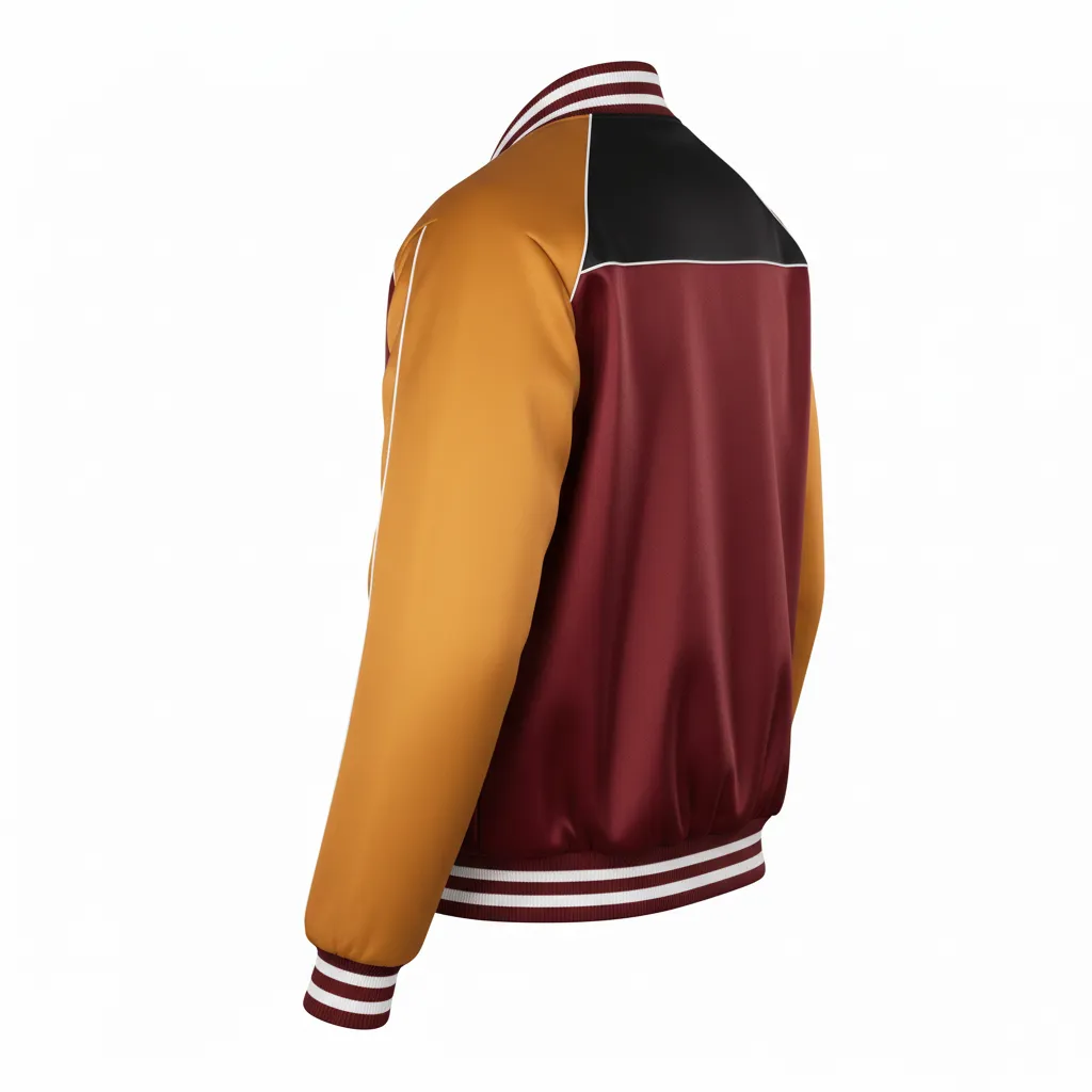 Custom Ice Hockey Bomber Jacket - Black, White - Cardinal - Back View - HAMCO Sports Inc.