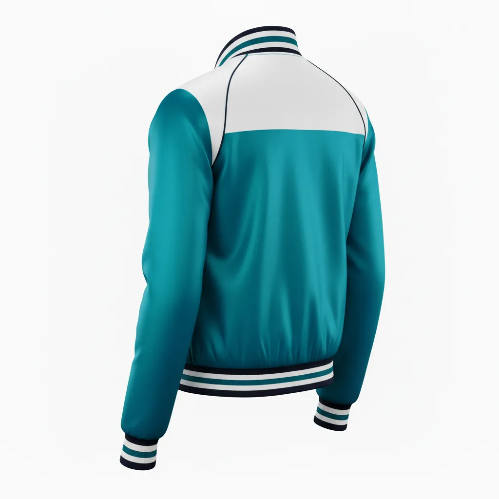 Custom Ice Hockey Bomber Jacket - Black, White - Columbia - Back View - HAMCO Sports Inc.