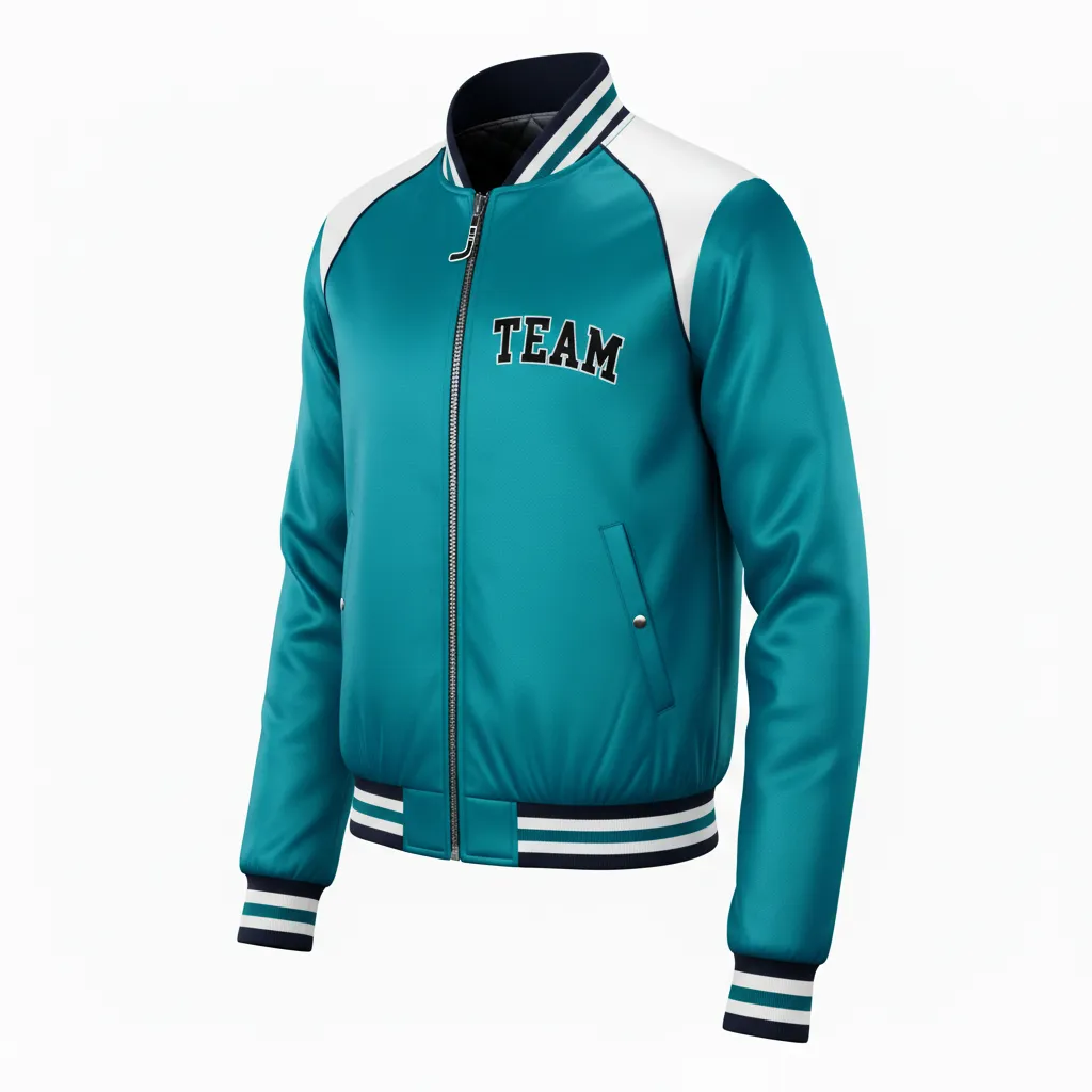 Custom Ice Hockey Bomber Jacket - Black, White - Columbia - Front View - HAMCO Sports Inc.