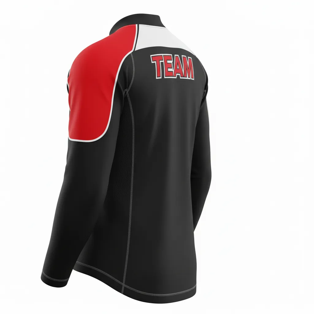 Custom Ice Hockey Compression Base Layer - Black, Red, White - Back View - HAMCO Sports Inc.