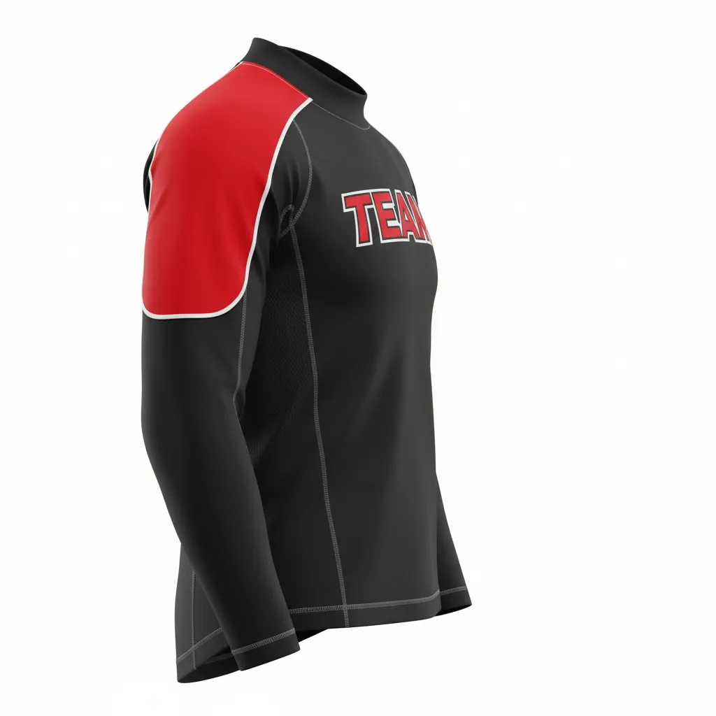 Custom Ice Hockey Compression Base Layer - Black, Red, White - Side View - HAMCO Sports Inc.