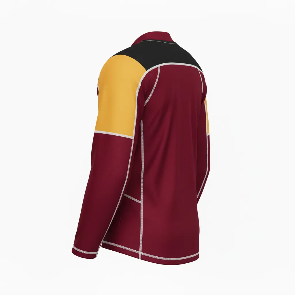 Custom Ice Hockey Compression Base Layer - Black, White - Cardinal - Back View - HAMCO Sports Inc.