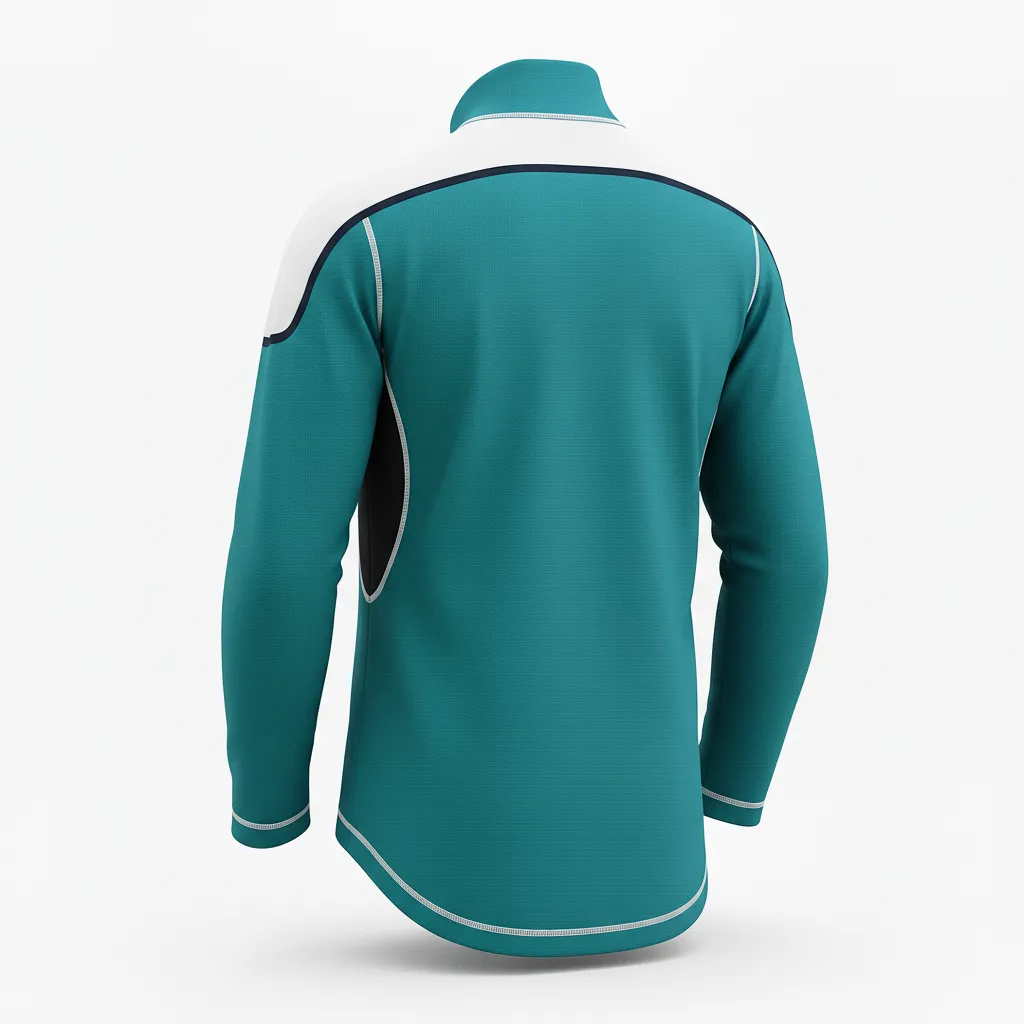 Custom Ice Hockey Compression Base Layer - White, Navy - Columbia - Back View - HAMCO Sports Inc.