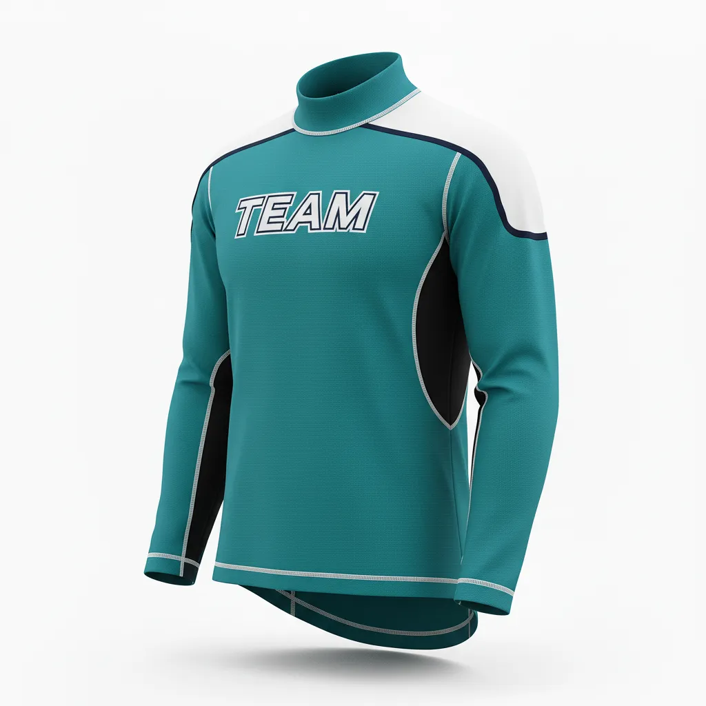 Custom Ice Hockey Compression Base Layer - White, Navy - Columbia - Front View - HAMCO Sports Inc.