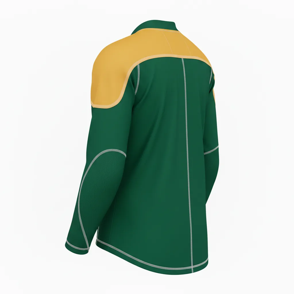 Custom Ice Hockey Compression Base Layer - Gold, White - Forest - Back View - HAMCO Sports Inc.