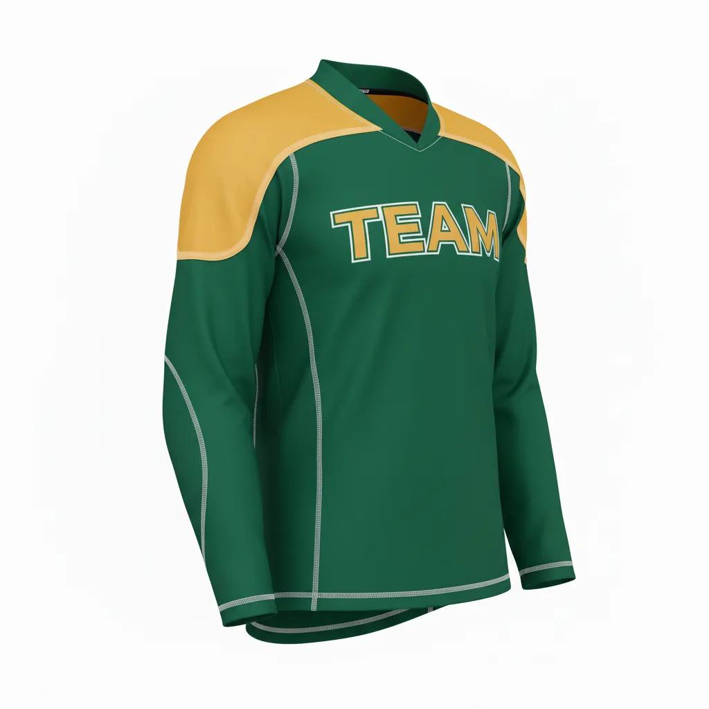 Custom Ice Hockey Compression Base Layer - Gold, White - Forest - Front View - HAMCO Sports Inc.