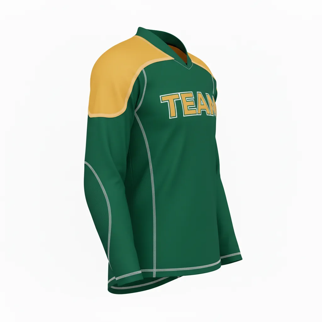 Custom Ice Hockey Compression Base Layer - Gold, White - Forest - Side View - HAMCO Sports Inc.