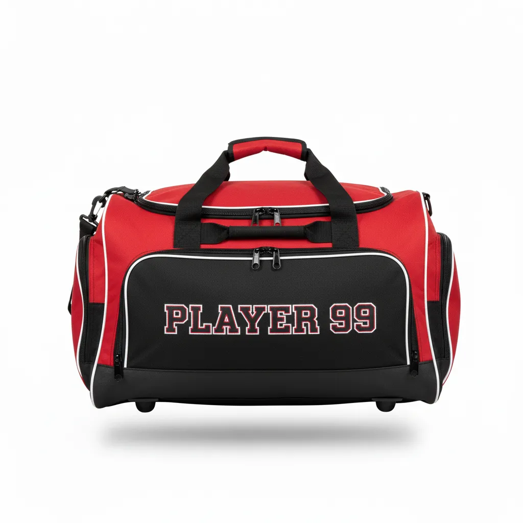 Custom Ice Hockey Equipment Bag - Black, White - Cardinal - Side View - HAMCO Sports Inc.