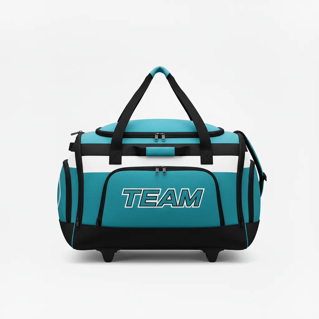 Custom Ice Hockey Equipment Bag - Black, White - Columbia - Front View - HAMCO Sports Inc.