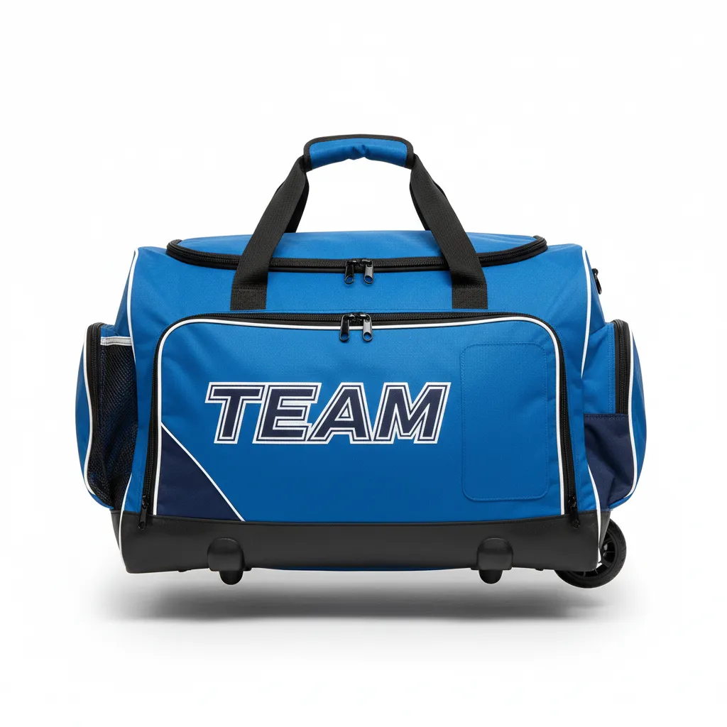 Custom Ice Hockey Equipment Bag - Navy, White - Columbia - Front View - HAMCO Sports Inc.