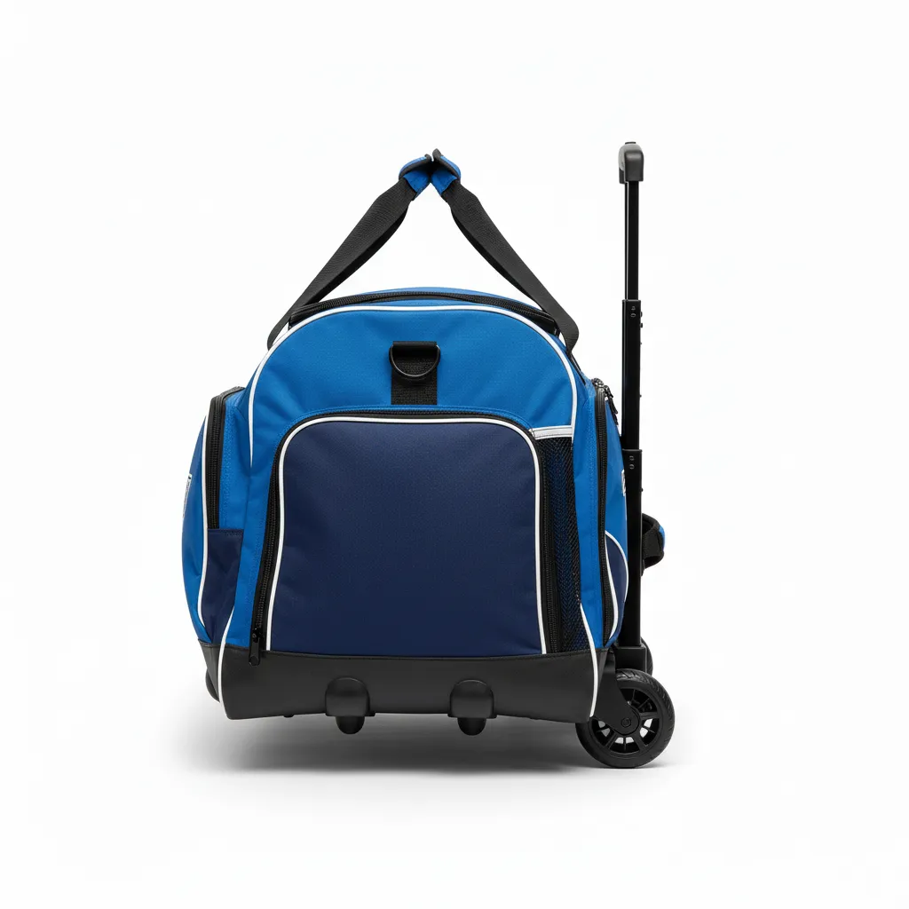 Custom Ice Hockey Equipment Bag - Navy, White - Columbia - Side View - HAMCO Sports Inc.