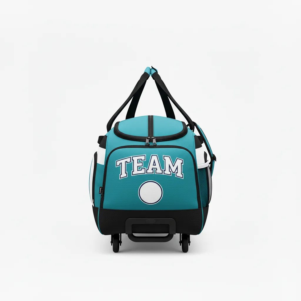 Custom Ice Hockey Equipment Bag - White, Navy - Columbia - Front View - HAMCO Sports Inc.