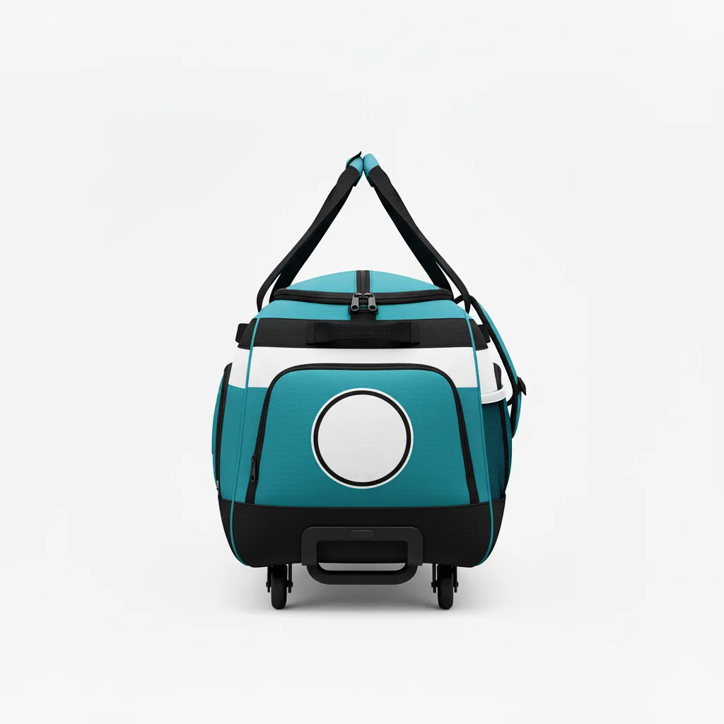 Custom Ice Hockey Equipment Bag - White, Navy - Columbia - Side View - HAMCO Sports Inc.