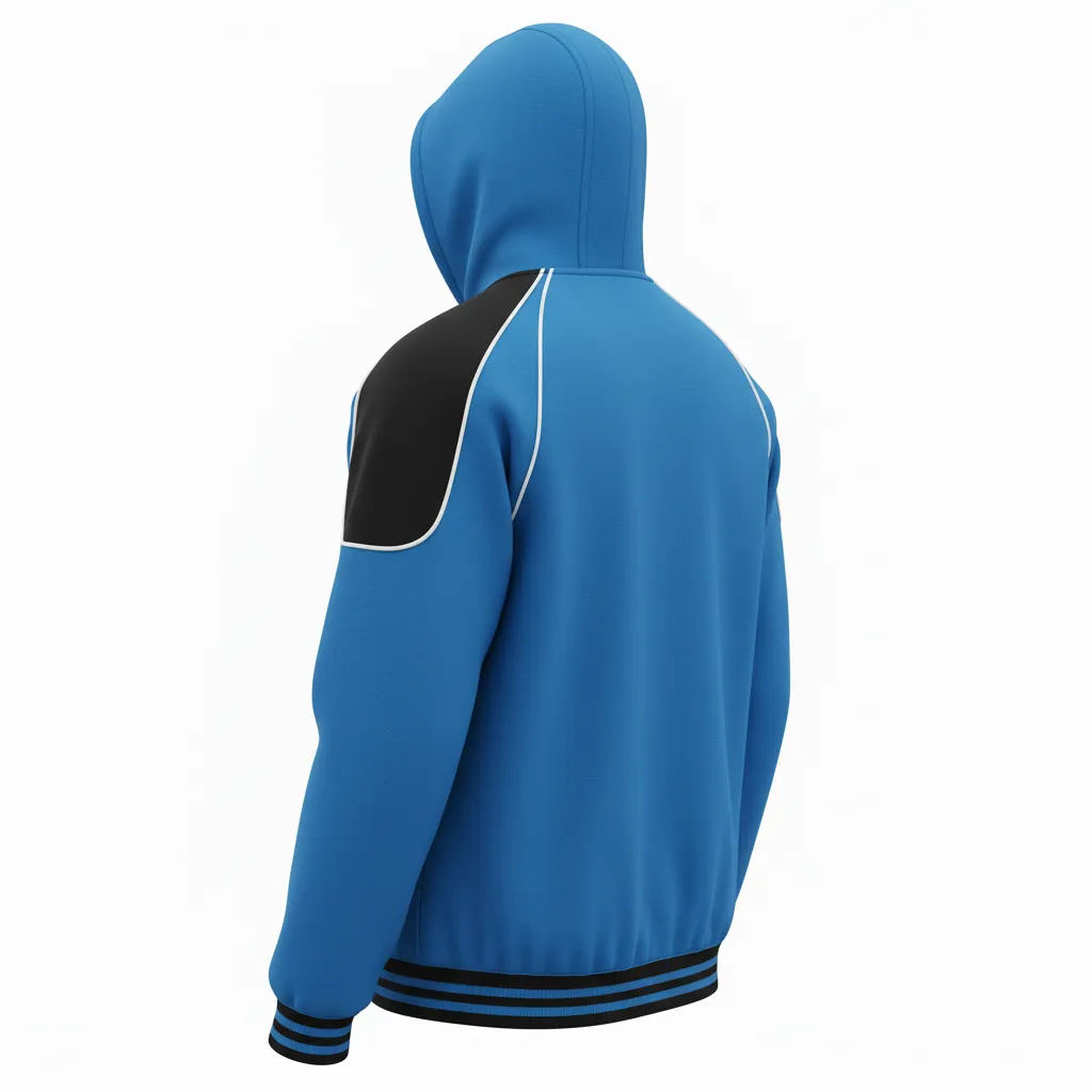 Custom Ice Hockey Full Zip Hoodie - Black, White - Columbia - Back View - HAMCO Sports Inc.