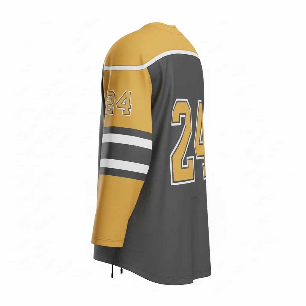 Custom Ice Hockey Game Day Away Jersey - Gold - Away Jersey - Back View - HAMCO Sports Inc.