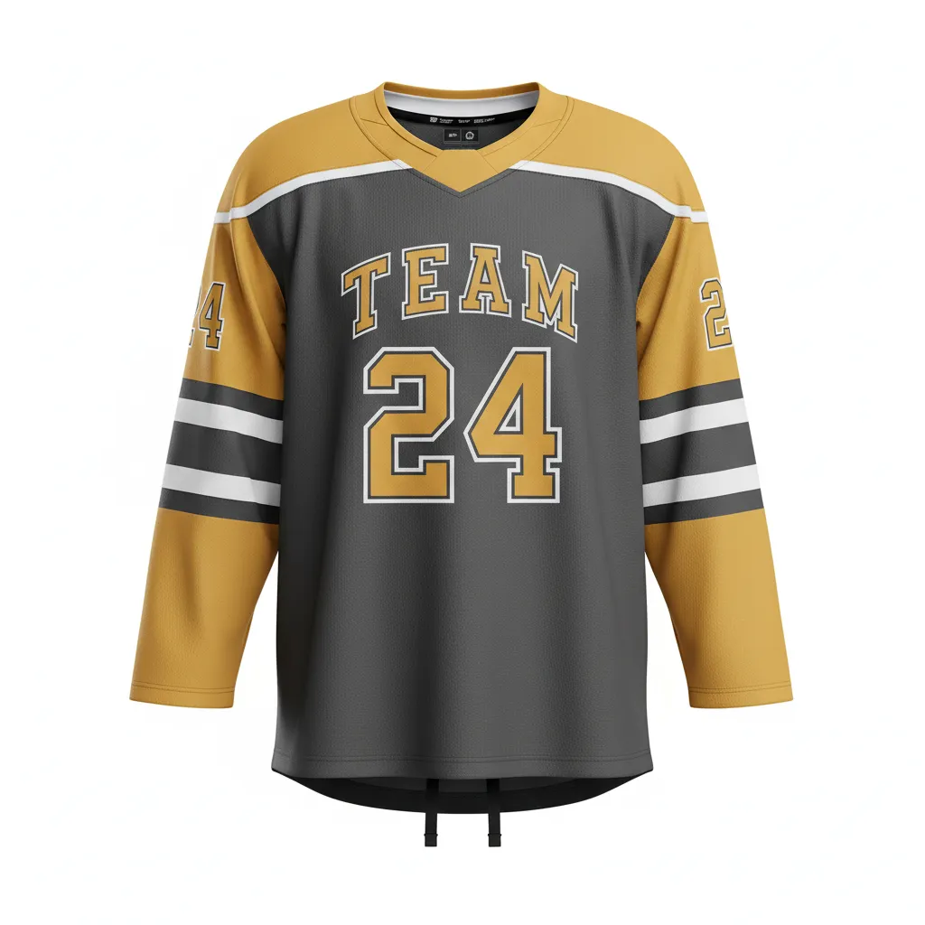 Custom Ice Hockey Game Day Away Jersey - Gold - Away Jersey - Front View - HAMCO Sports Inc.