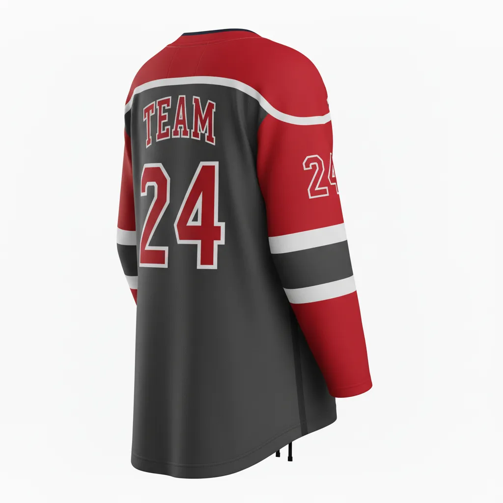 Custom Ice Hockey Game Day Away Jersey - Red - Away Jersey - Back View - HAMCO Sports Inc.