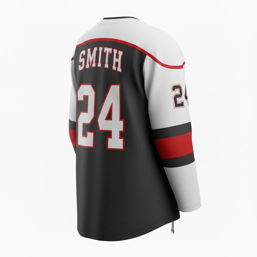 Custom Ice Hockey Game Day Away Jersey - Custom Design - Shadow Away Jersey - Back View - HAMCO Sports Inc.