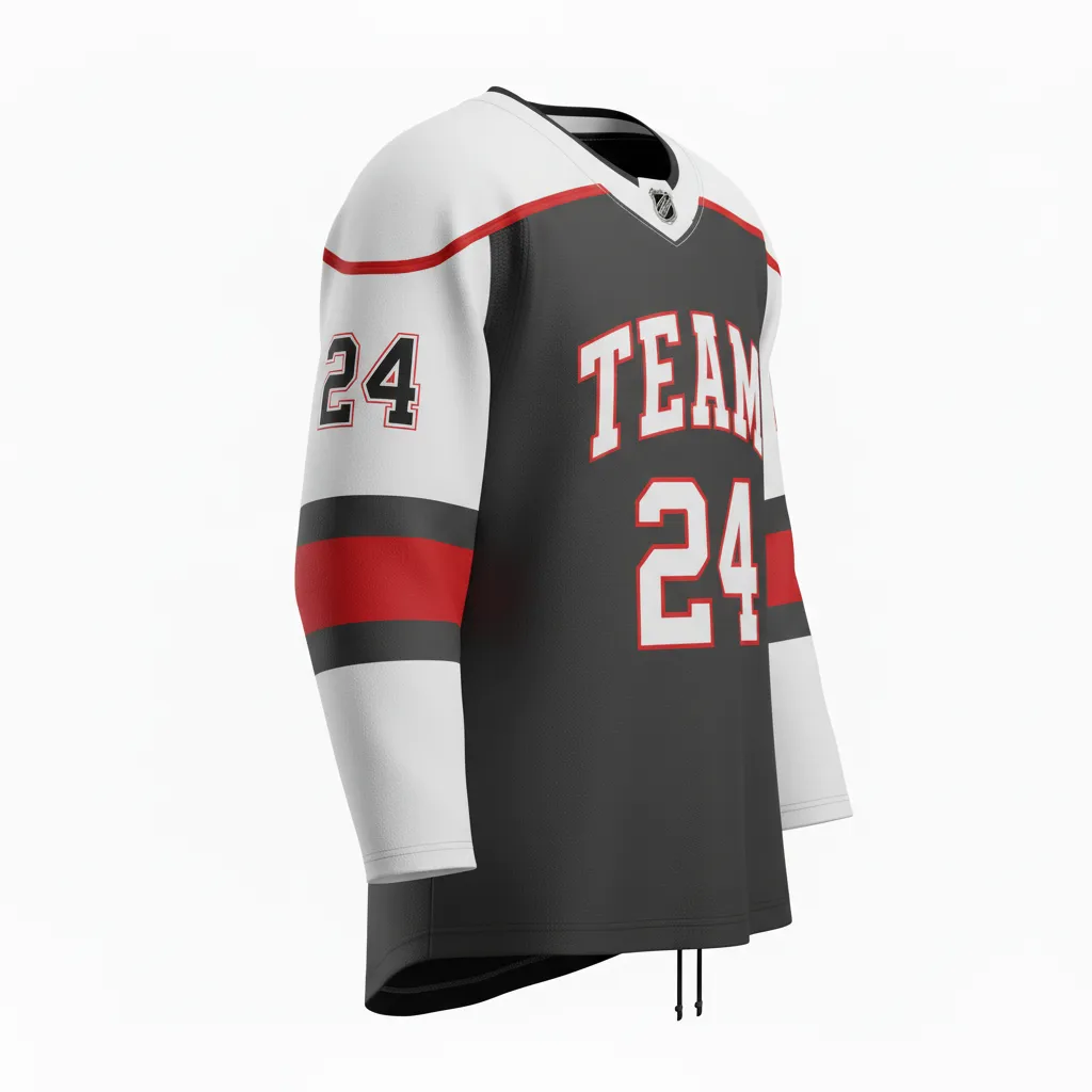 Custom Ice Hockey Game Day Away Jersey - Custom Design - Shadow Away Jersey - Front View - HAMCO Sports Inc.