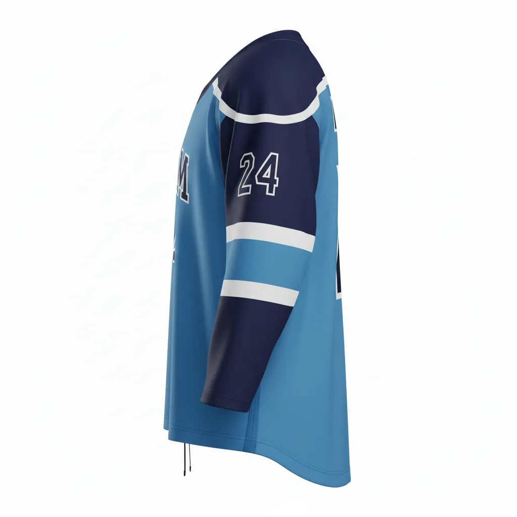 Custom Ice Hockey Game Day Away Jersey - Navy - Away Jersey - Side View - HAMCO Sports Inc.