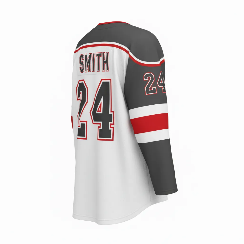 Custom Ice Hockey Game Day Home Jersey - Custom Design - Shadow Home Jersey - Back View - HAMCO Sports Inc.