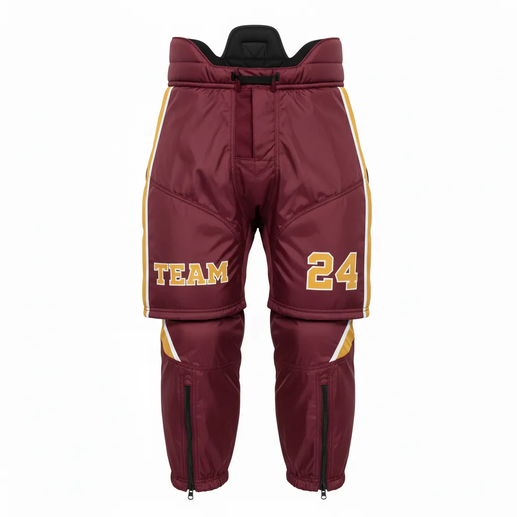 Custom Ice Hockey Hockey Shell - Burgundy, Gold, White - Front View - HAMCO Sports Inc.