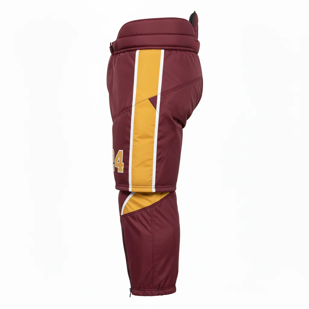 Custom Ice Hockey Hockey Shell - Burgundy, Gold, White - Side View - HAMCO Sports Inc.