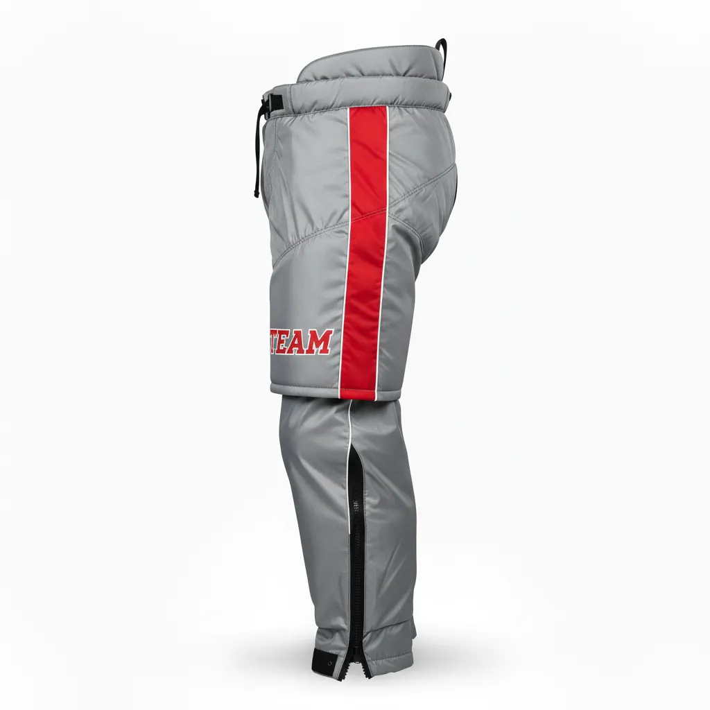 Custom Ice Hockey Hockey Shell - Red, White - Charcoal - Side View - HAMCO Sports Inc.