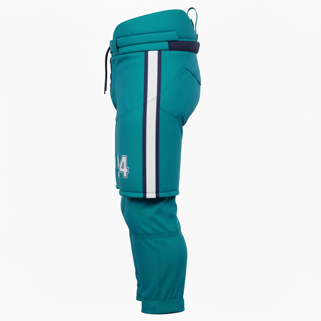 Custom Ice Hockey Hockey Shell - White, Navy - Columbia - Side View - HAMCO Sports Inc.