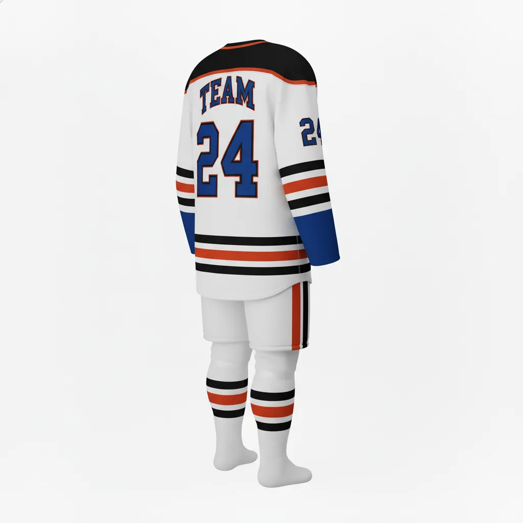 Custom Ice Hockey Home Uniform - Red - Back View - HAMCO Sports Inc.