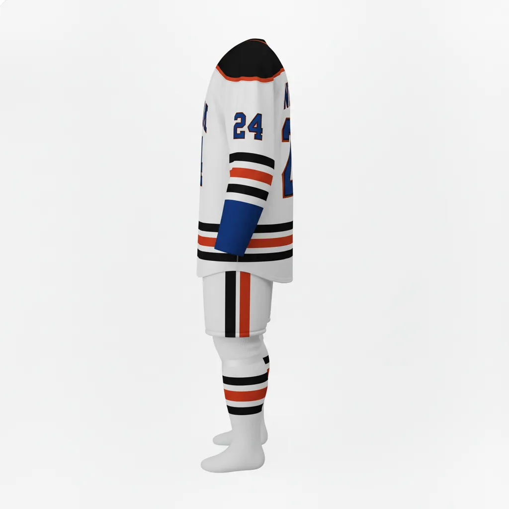 Custom Ice Hockey Home Uniform - Silver - Back View - HAMCO Sports Inc.
