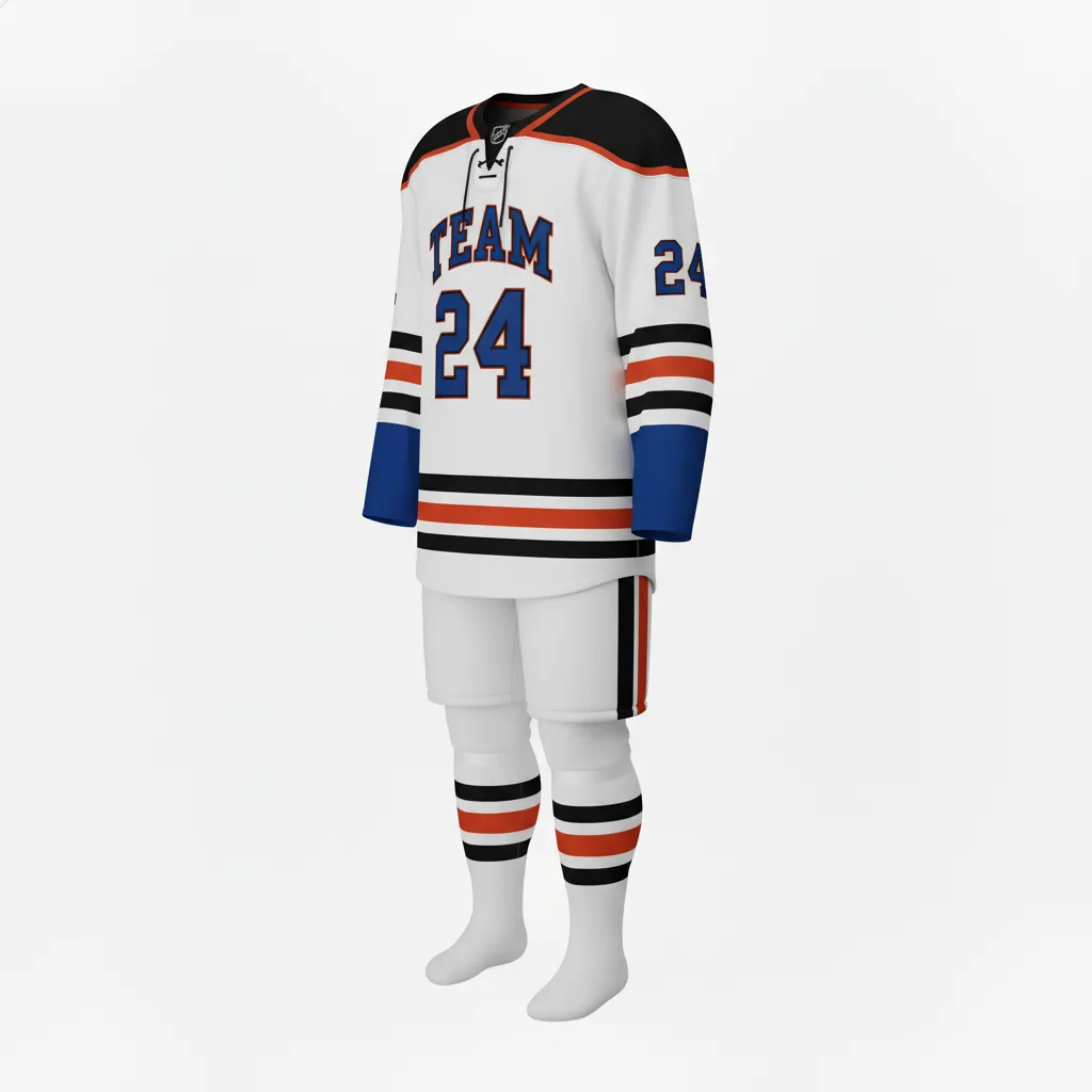 Custom Ice Hockey Home Uniform - Silver - Front View - HAMCO Sports Inc.