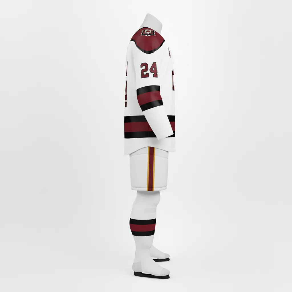 Custom Ice Hockey Home Uniform - Silver - Side View - HAMCO Sports Inc.