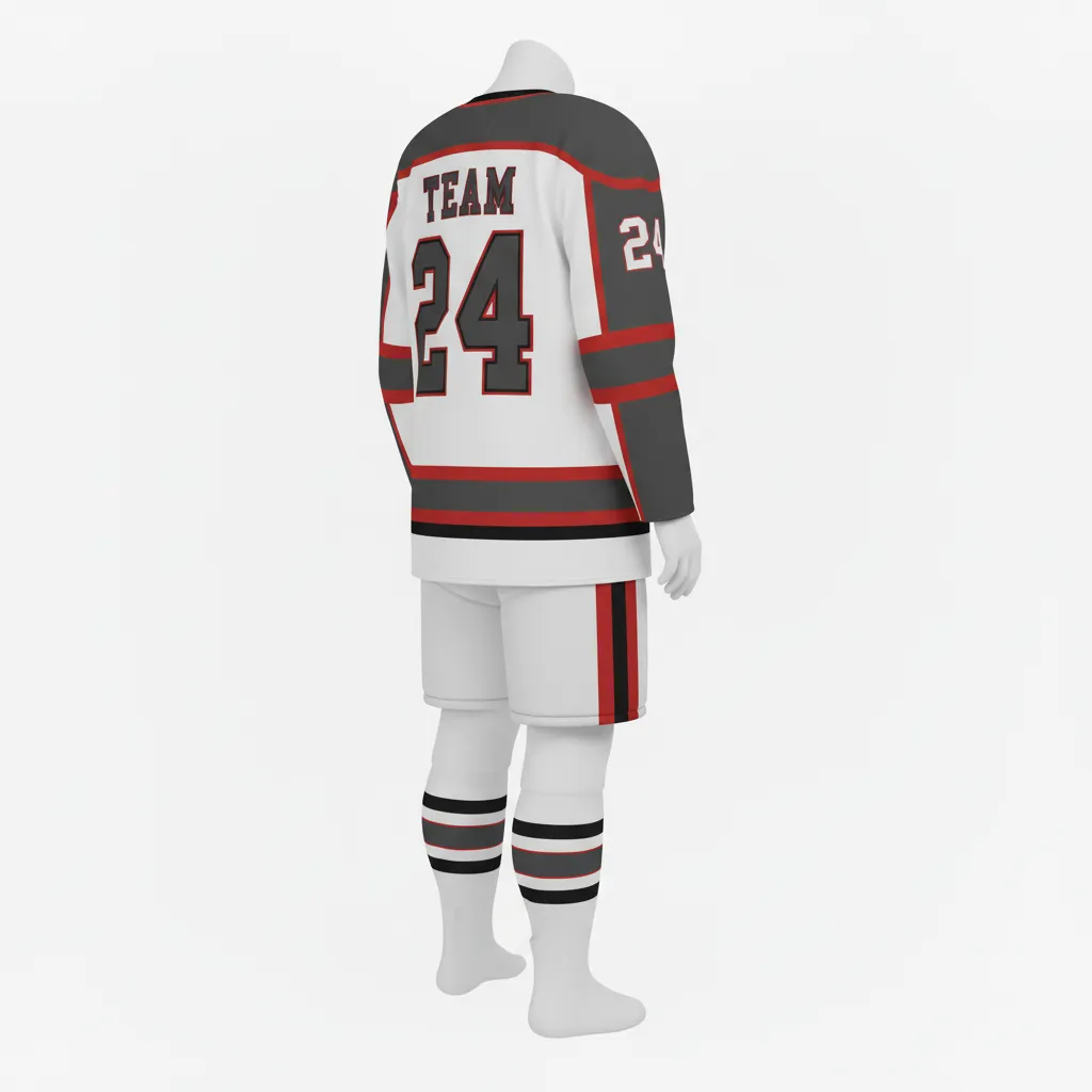 Custom Ice Hockey Home Uniform - Custom Design - Shadow - Back View - HAMCO Sports Inc.