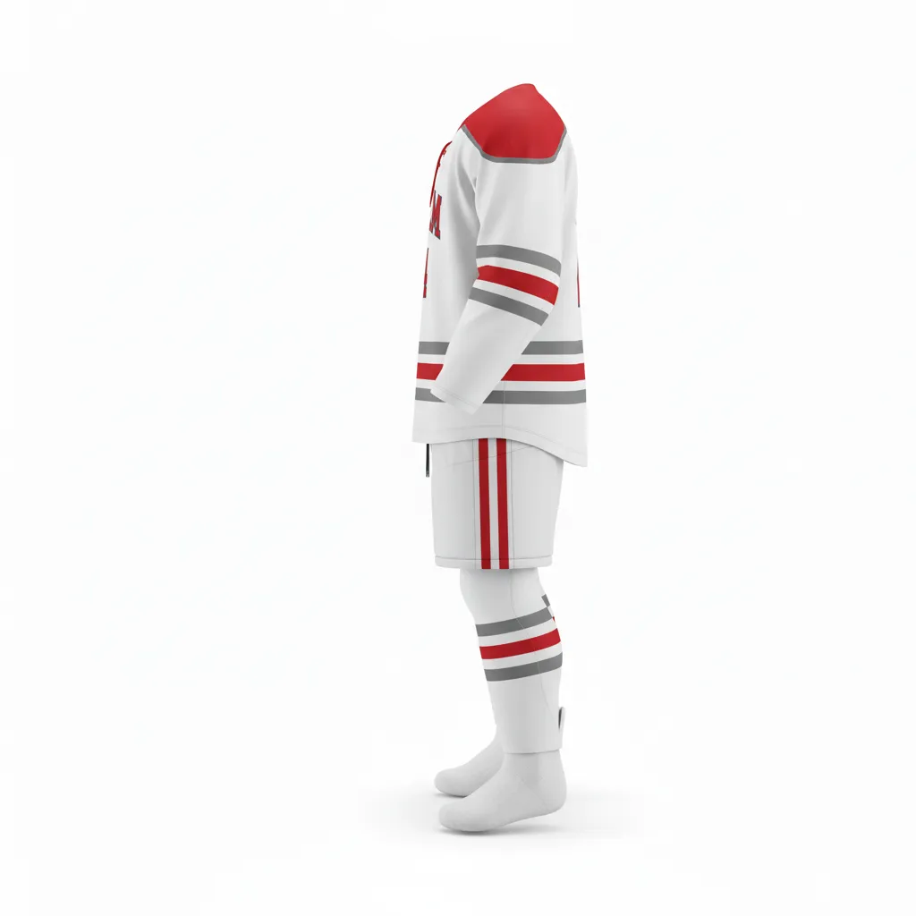 Custom Ice Hockey Home Uniform - White - Home - Side View - HAMCO Sports Inc.