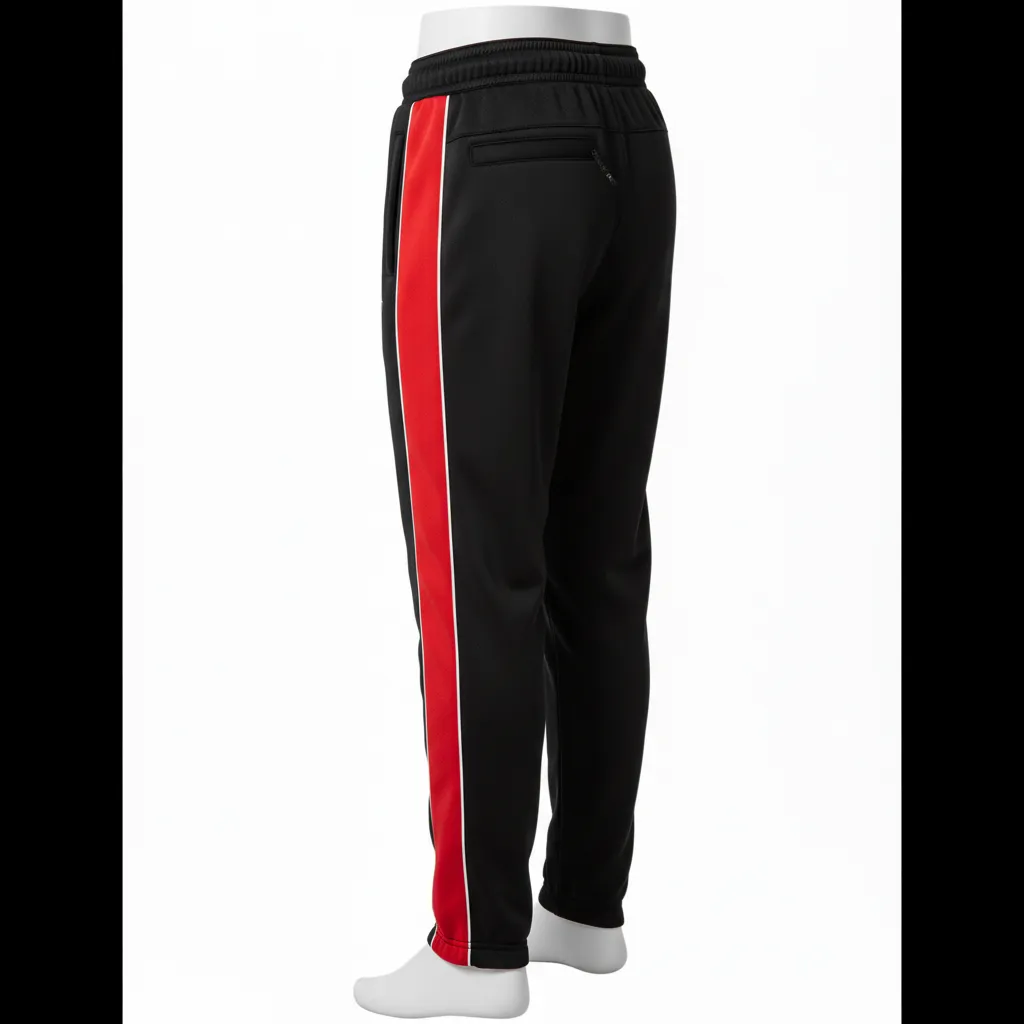 Custom Ice Hockey Jogger Pant - Black, Red, White - Back View - HAMCO Sports Inc.