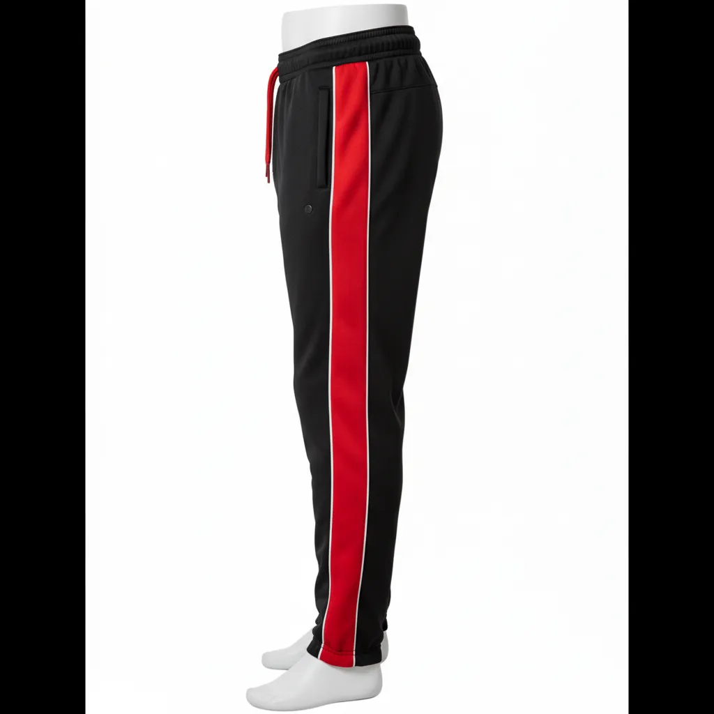 Custom Ice Hockey Jogger Pant - Black, Red, White - Side View - HAMCO Sports Inc.