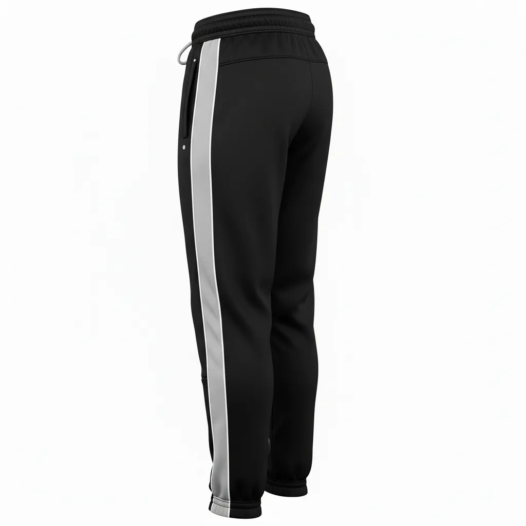 Custom Ice Hockey Jogger Pant - Black, Silver, White - Back View - HAMCO Sports Inc.