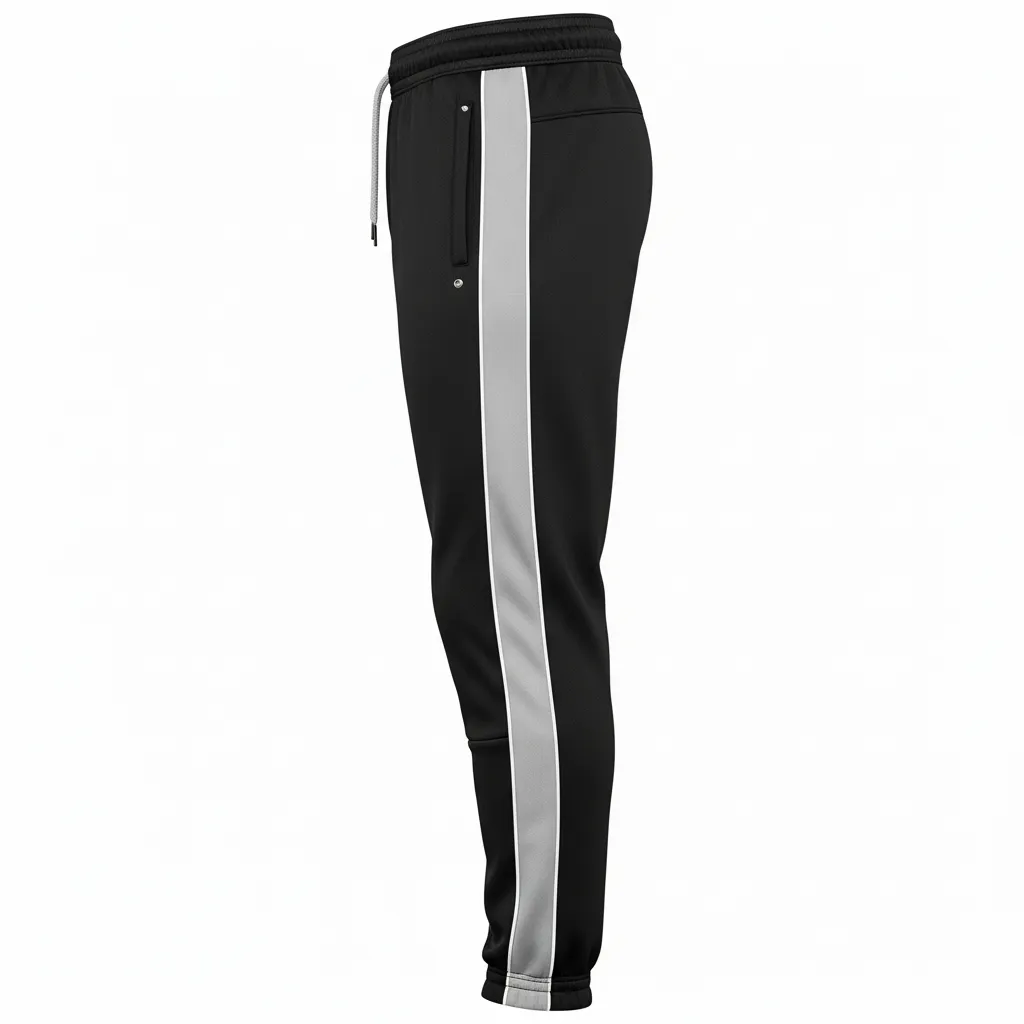 Custom Ice Hockey Jogger Pant - Black, Silver, White - Side View - HAMCO Sports Inc.