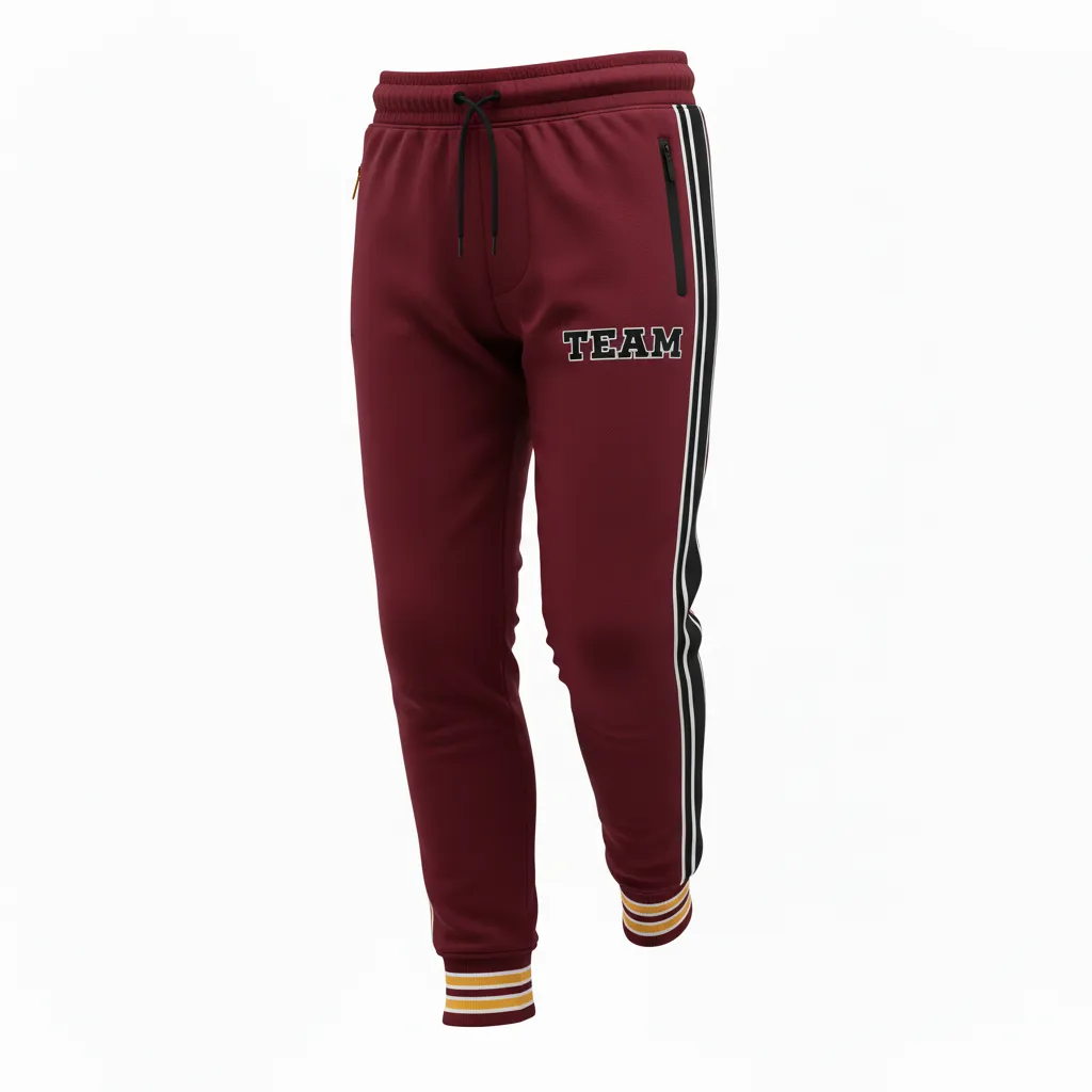 Custom Ice Hockey Jogger Pant - Black, White - Cardinal - Front View - HAMCO Sports Inc.