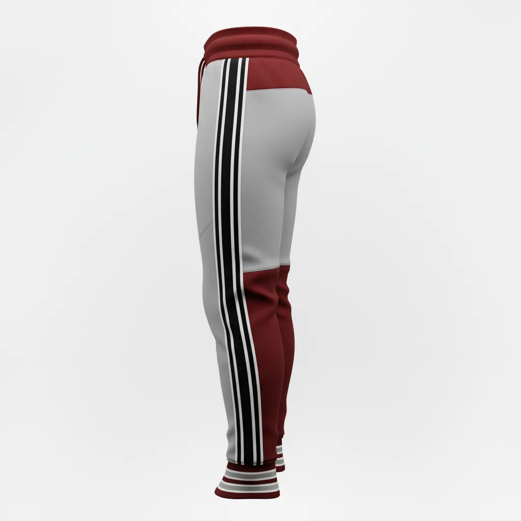 Custom Ice Hockey Jogger Pant - Red, White - Charcoal - Back View - HAMCO Sports Inc.