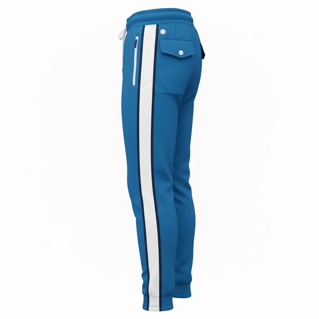 Custom Ice Hockey Jogger Pant - White, Navy - Columbia - Back View - HAMCO Sports Inc.