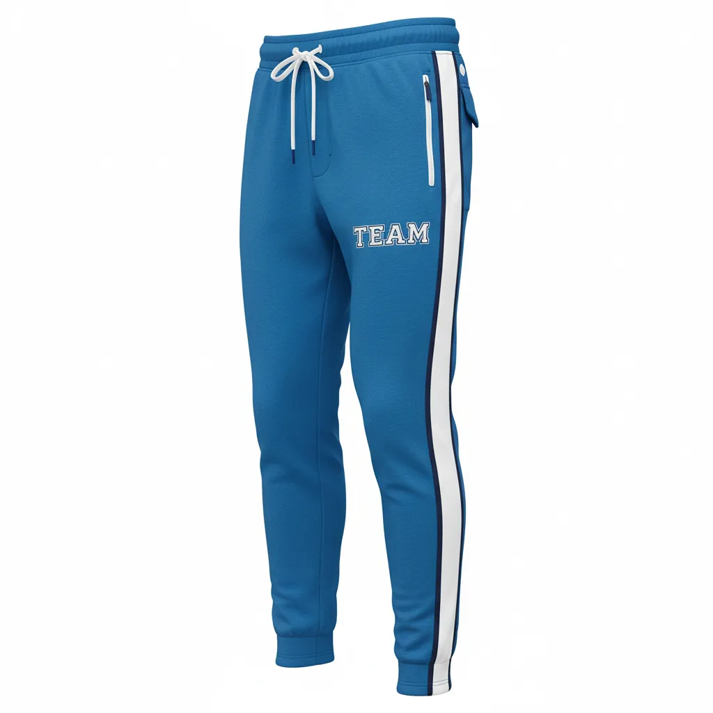 Custom Ice Hockey Jogger Pant - White, Navy - Columbia - Front View - HAMCO Sports Inc.