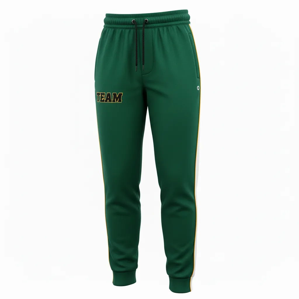 Custom Ice Hockey Jogger Pant - Black, Gold - Forest - Front View - HAMCO Sports Inc.